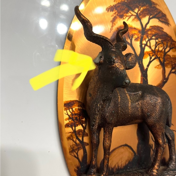 Vintage Gastone Copper Art Deer Stag Wall Hanging signed original hand painted. - Picture 3 of 4